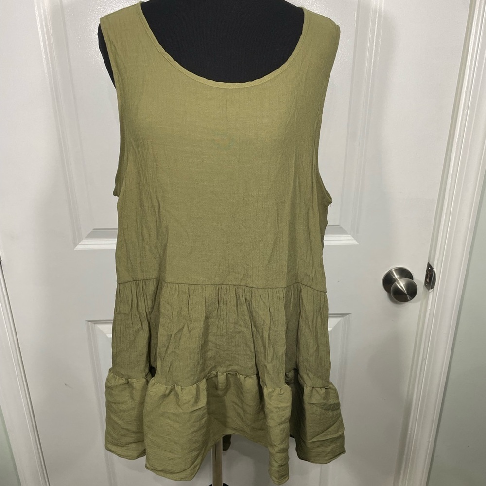 Cato Olive Green Ruffle Hem Tunic Size 18/20 CB-BB